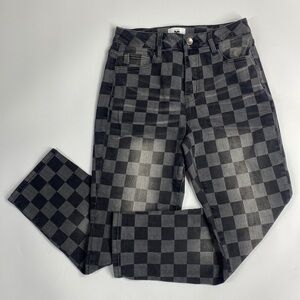 I&M Structured Denim Brand Checker Checkerboard Black Gray Jeans Size 5